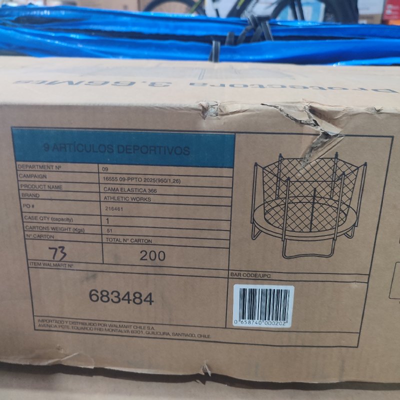 Trampolín con Red Protectora Athletic Works CTR-12-P11-C 3.66 mts , Negro/Azul