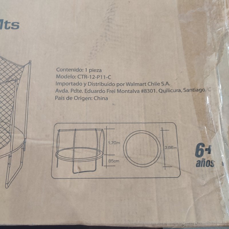 Trampolín con Red Protectora Athletic Works CTR-12-P11-C 3.66 mts , Negro/Azul