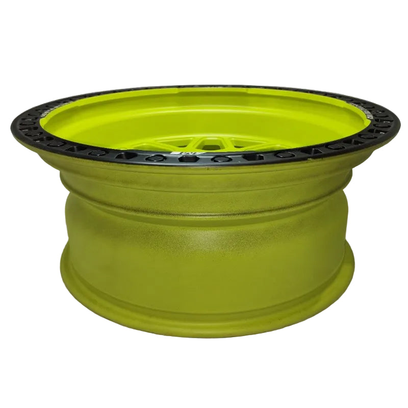 Llanta AMS B-16x10, Patrón de Pernos 6x139.7, ET 25, Color Amarillo Mate/Negro, Uso Todoterreno