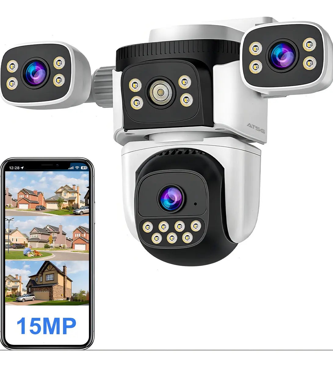 Cámara de Vigilancia ATSG Triple 15 MP para Exterior