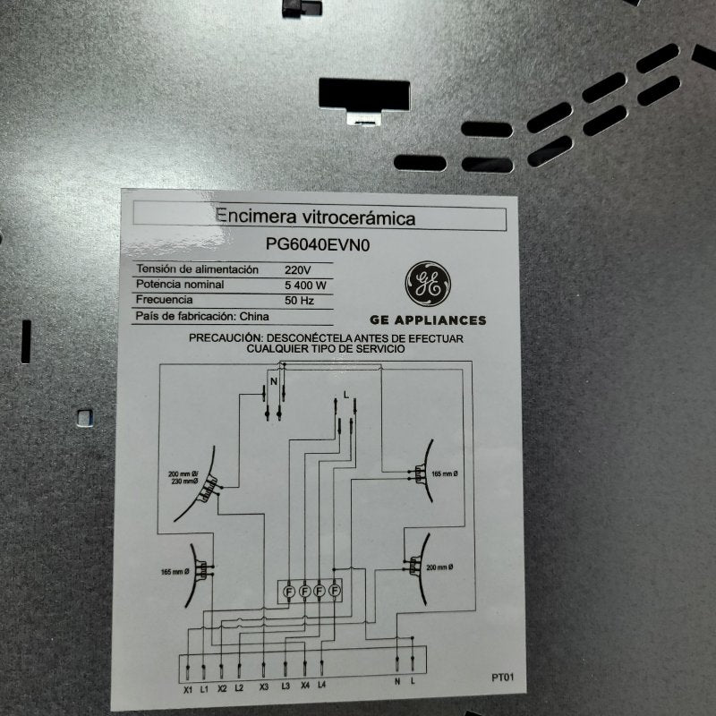 Encimera Vitrocerámica GE Appliances PG6040EVN0 - 4 Platos, Negro