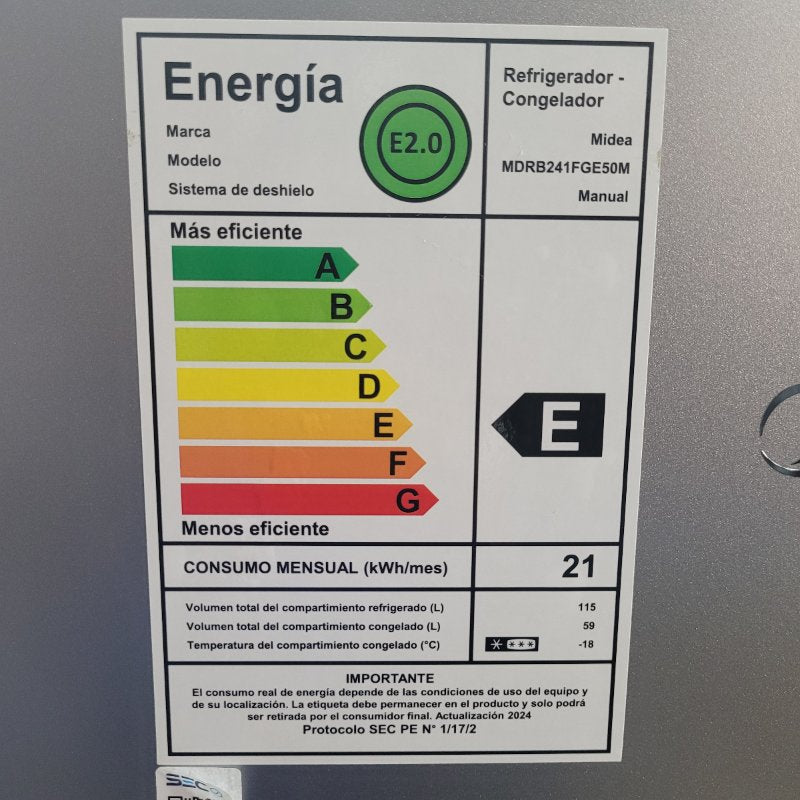 Refrigerador Midea MDRB241FGE50M Silver 174 Litros