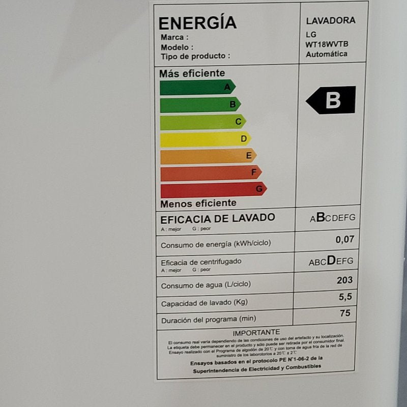 Lavadora Automática Carga Superior LG WT18WVTB 18 kg