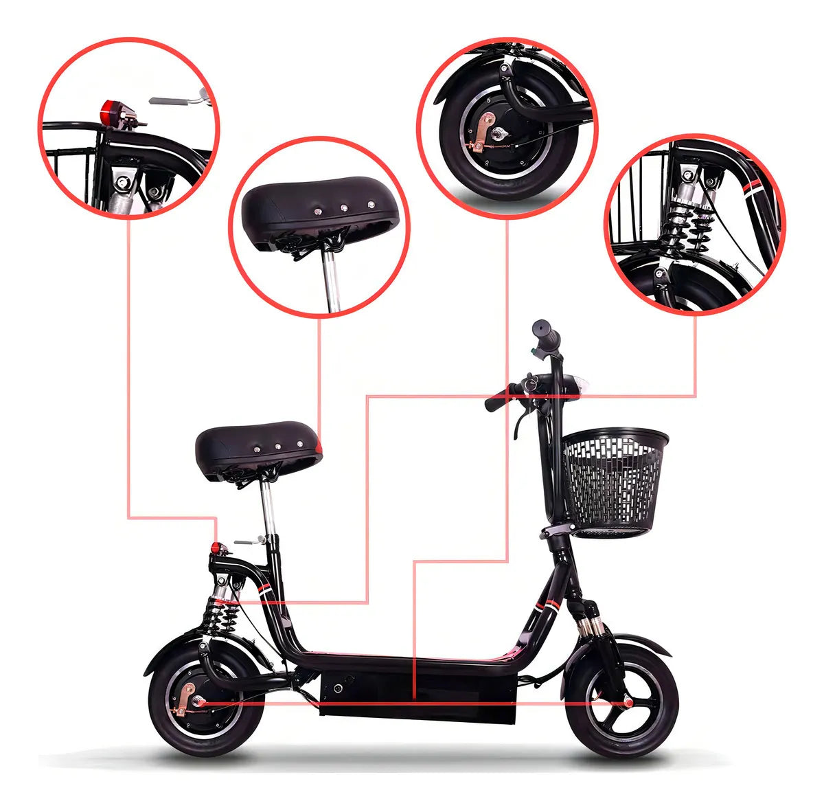 Scooter Eléctrico Adulto Plegable Negro - Velocidad 15 km/h