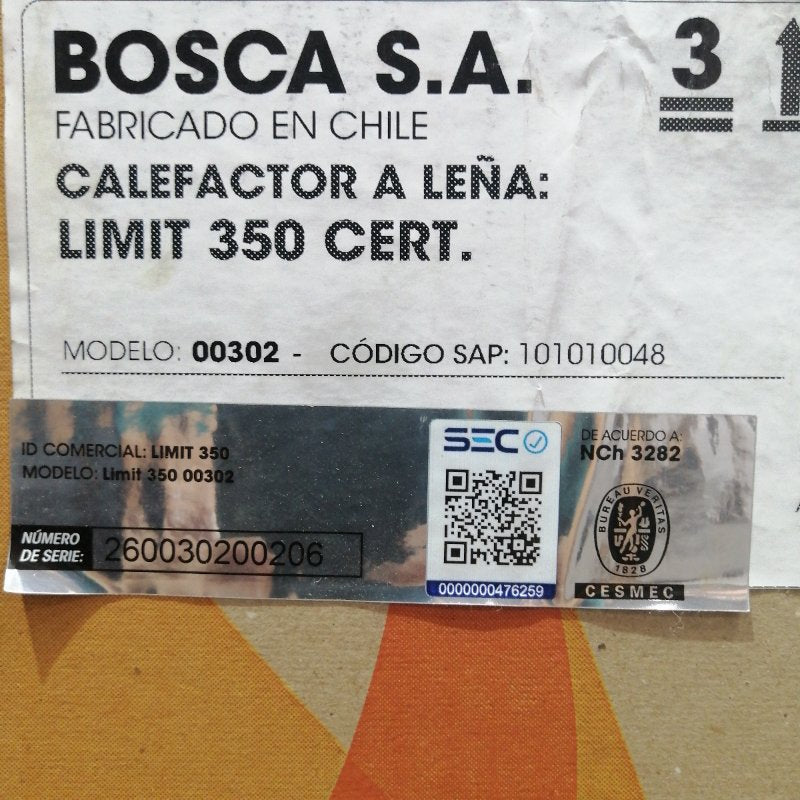 Calefactor a Leña BOSCA Limit 350 Negro