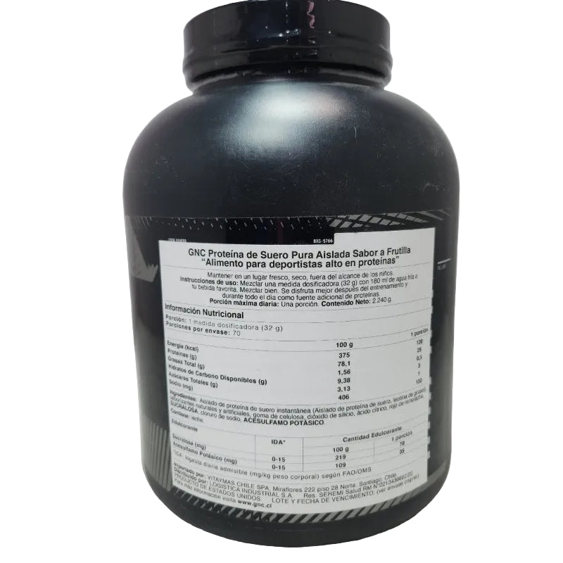 Proteína de Suero Aislada GNC AMP Pure Isolate Sabor Frutilla 2240g
