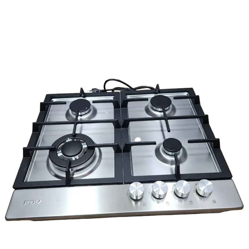 Encimera de Gas Empotrable FDV Design 60 cm 4 Quemadores (1 Triple Corona) Gris