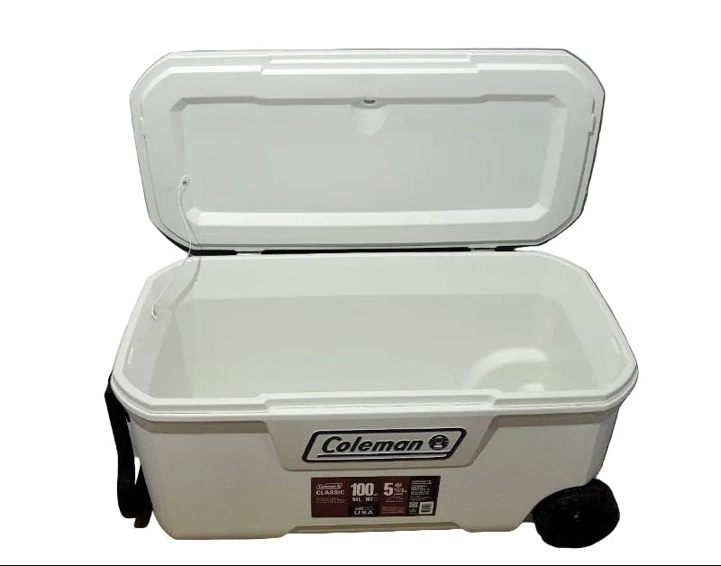 Cooler con Ruedas Coleman 100QT Marine 316 Blanco 94 Litros