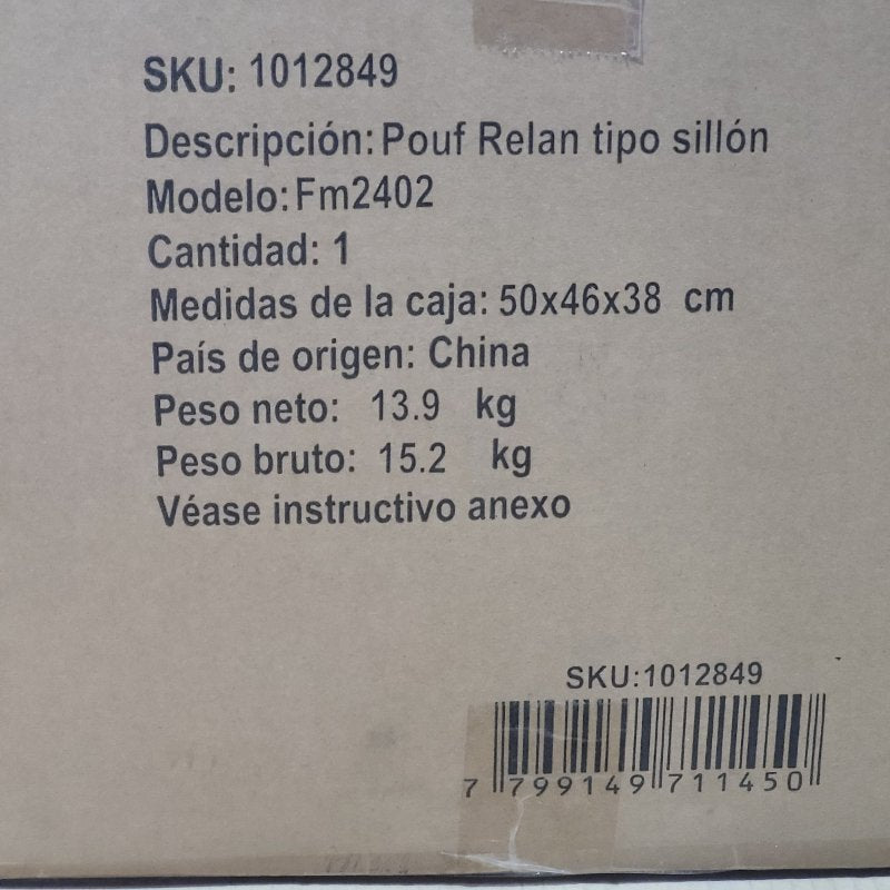 Pouf Tipo Sillón Relan FM2402 Beige - 80x96x76 cm