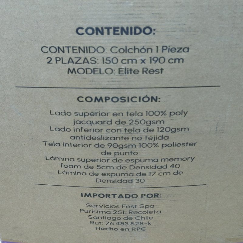 Colchón 2 Plazas Matmat Elite Rest 150x190cm