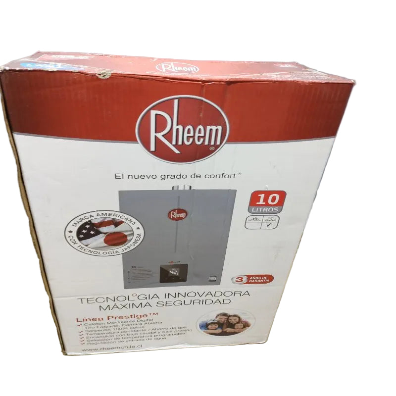 Calefont Modulante Digital Rheem DTS TFIS 10 - Tiro Forzado, Cámara Abierta, Gas Natural 10 Litros
