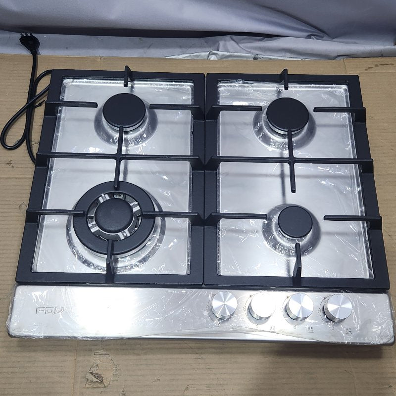 Encimera de Gas Empotrable FDV Design 60 cm - 4 Quemadores (1 Triple Corona), Gris