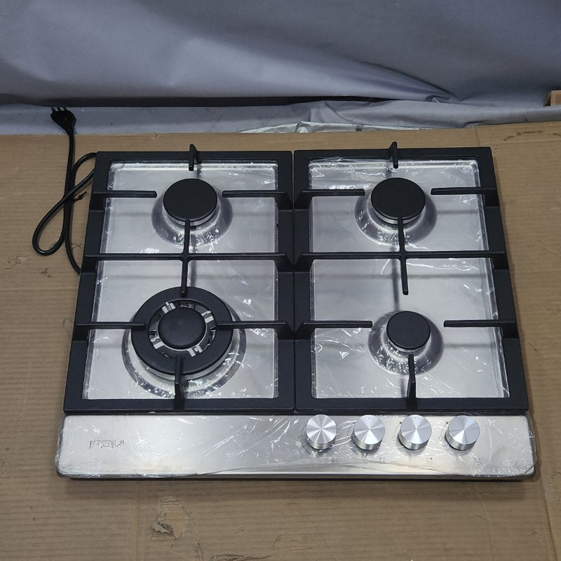 Encimera de Gas Empotrable FDV Design 60 cm - 4 Quemadores (1 Triple Corona), Gris