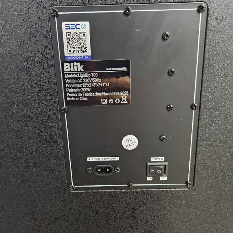 Parlante Blik LightUp700 Negro - 30W