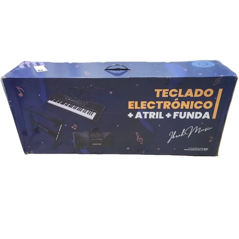 Teclado Electrónico Ibrahim Music 61 Teclas Negro con Atril y Funda
