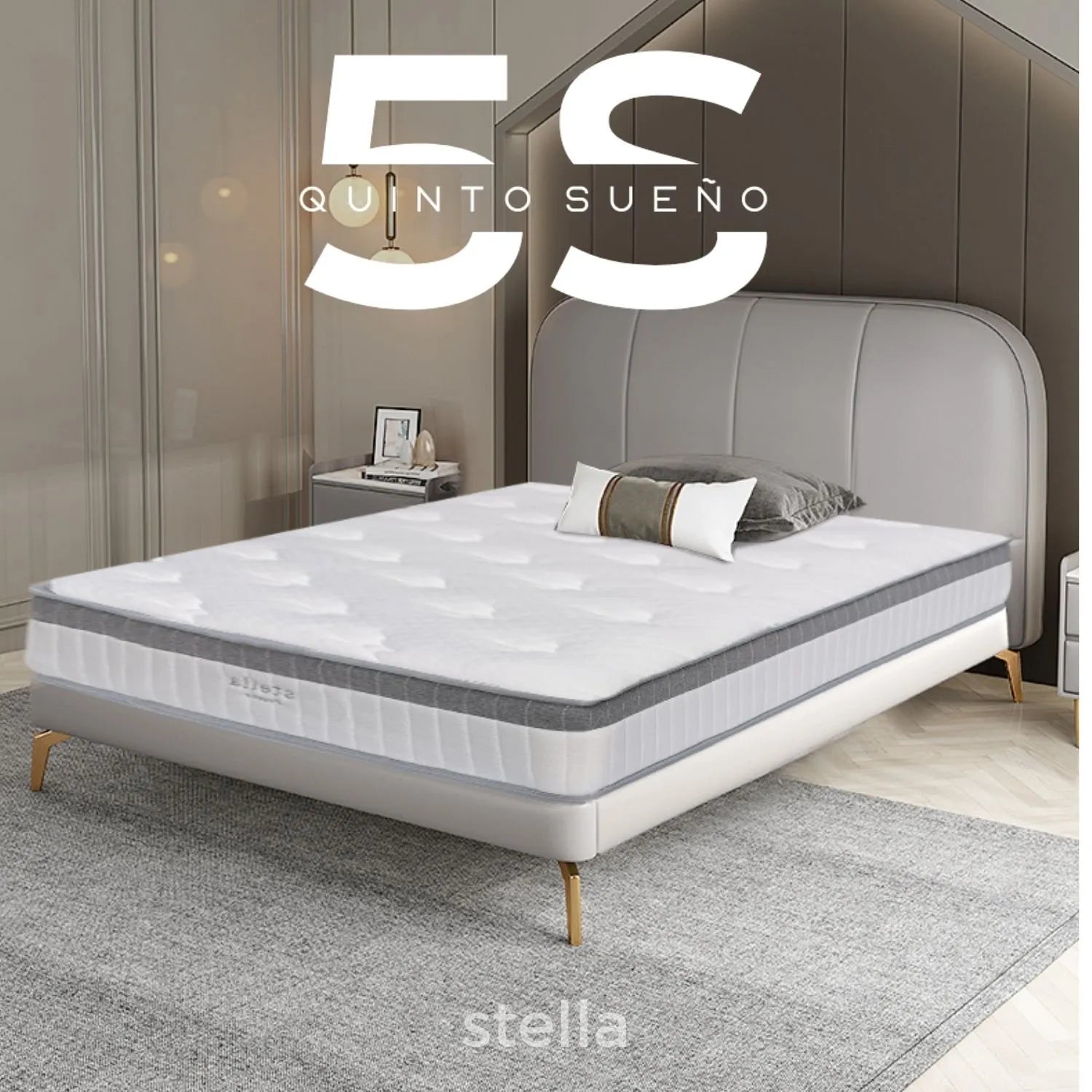 Colchón 2 Plazas 150x190X21 Cm Pillow 5 Sueño Stella Rsbrs21150190 Blanco