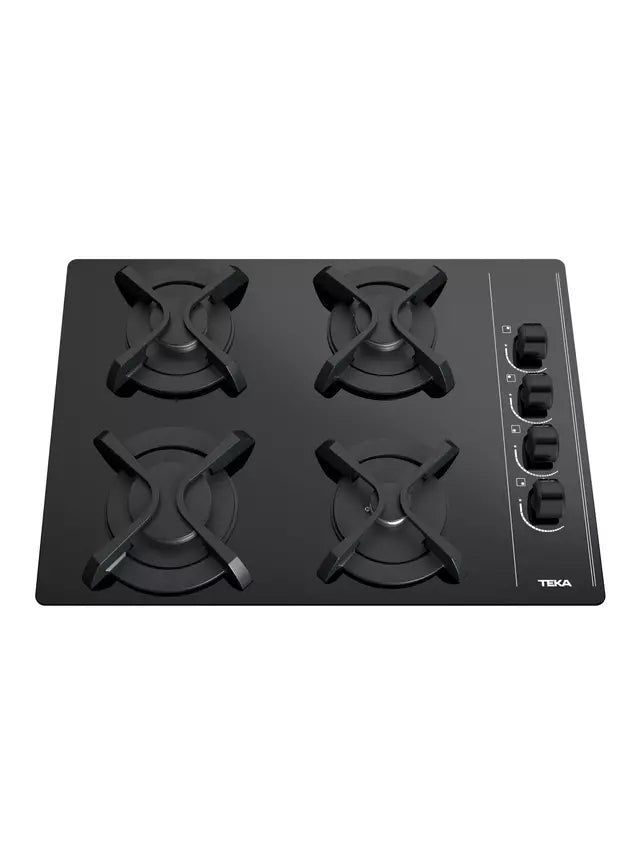 Encimera Cristal Gas Butano 4 Platos Teka Gbc 64003 Kbb Negro