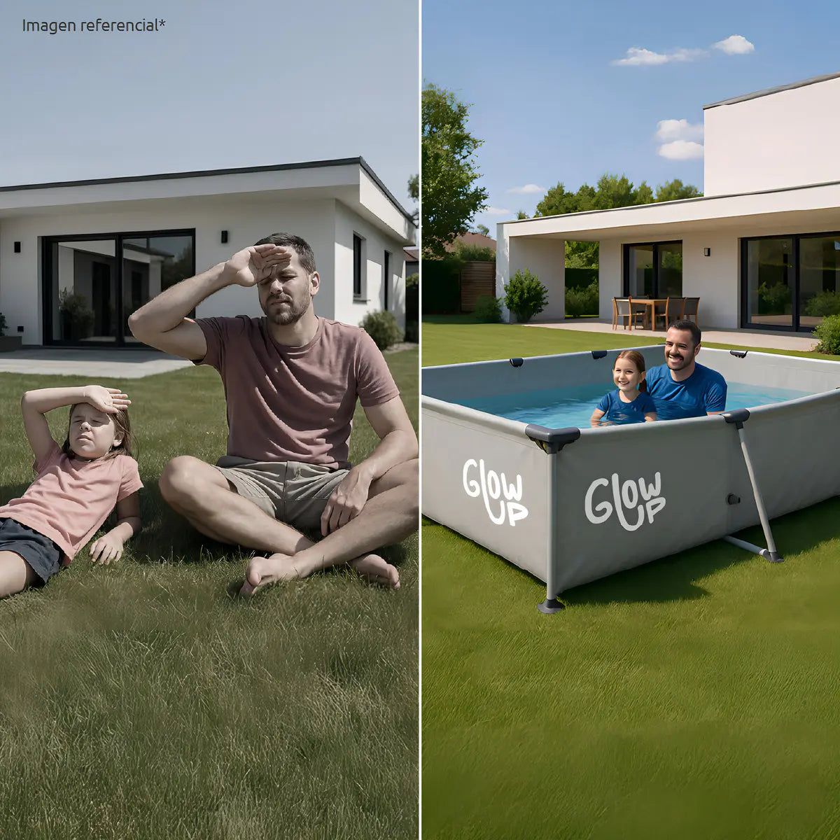 Piscina Estructural Cooipool Glowp Gris 300x207x65 cm