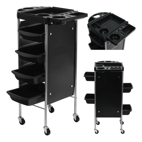 Carro Ayudante Metal Para Peluqueria Hoso Fashion Negro