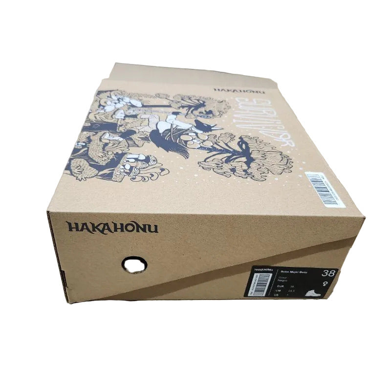 Botín Haka Honu Buey Negro 38 (24.5 cm) Femenino