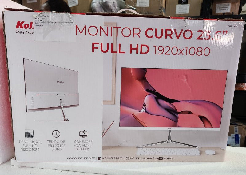 Monitor Curvo 23.6" Kolke Full HD 1920x1080, Blanco
