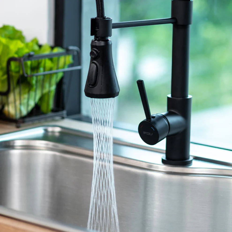 Monomando con caño flexible FDV Top Pro Black 4.0 3 funciones