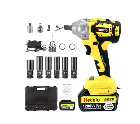 Llave De Impacto Inalambricas Hecelo 1/2 Con Bateria Amarillo