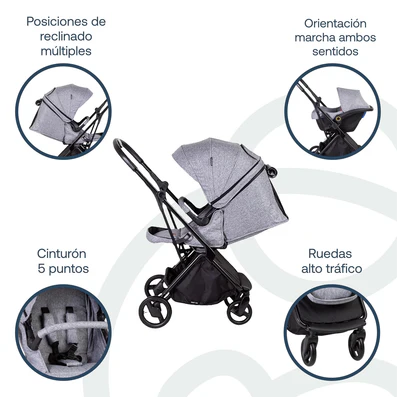Coche Travel System Swift 360 Negro Gris
