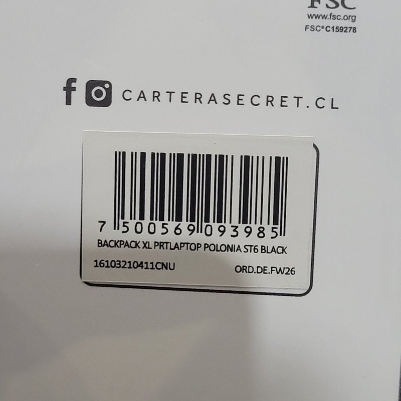 Mochila Portalaptop Secret Polonia ST6, Negro