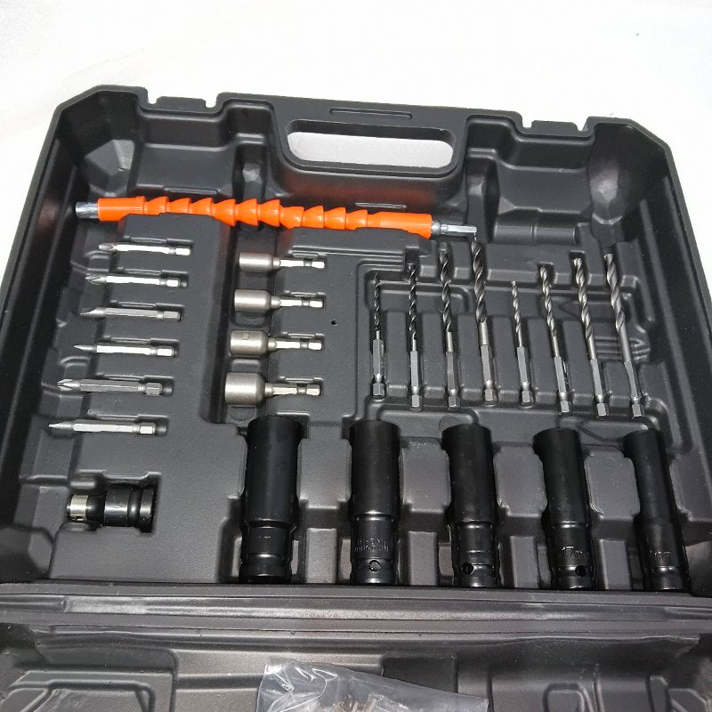 Kit Taladro Pistola y Llave de Impacto Inalámbrico 2 en 1 Motor Sin Escobillas 500 RPM Batería 6.0 Ah