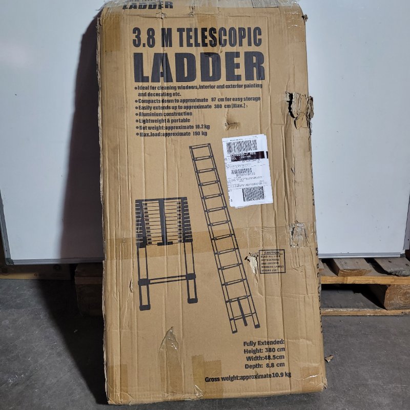 Escalera Telescópica Vaelora Retráctil de Aluminio 3.8m, Capacidad 150kg