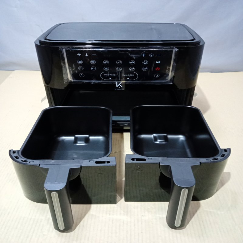 Freidora de Aire Kitchen IT Dual Doble Canasta Independiente 9 Litros