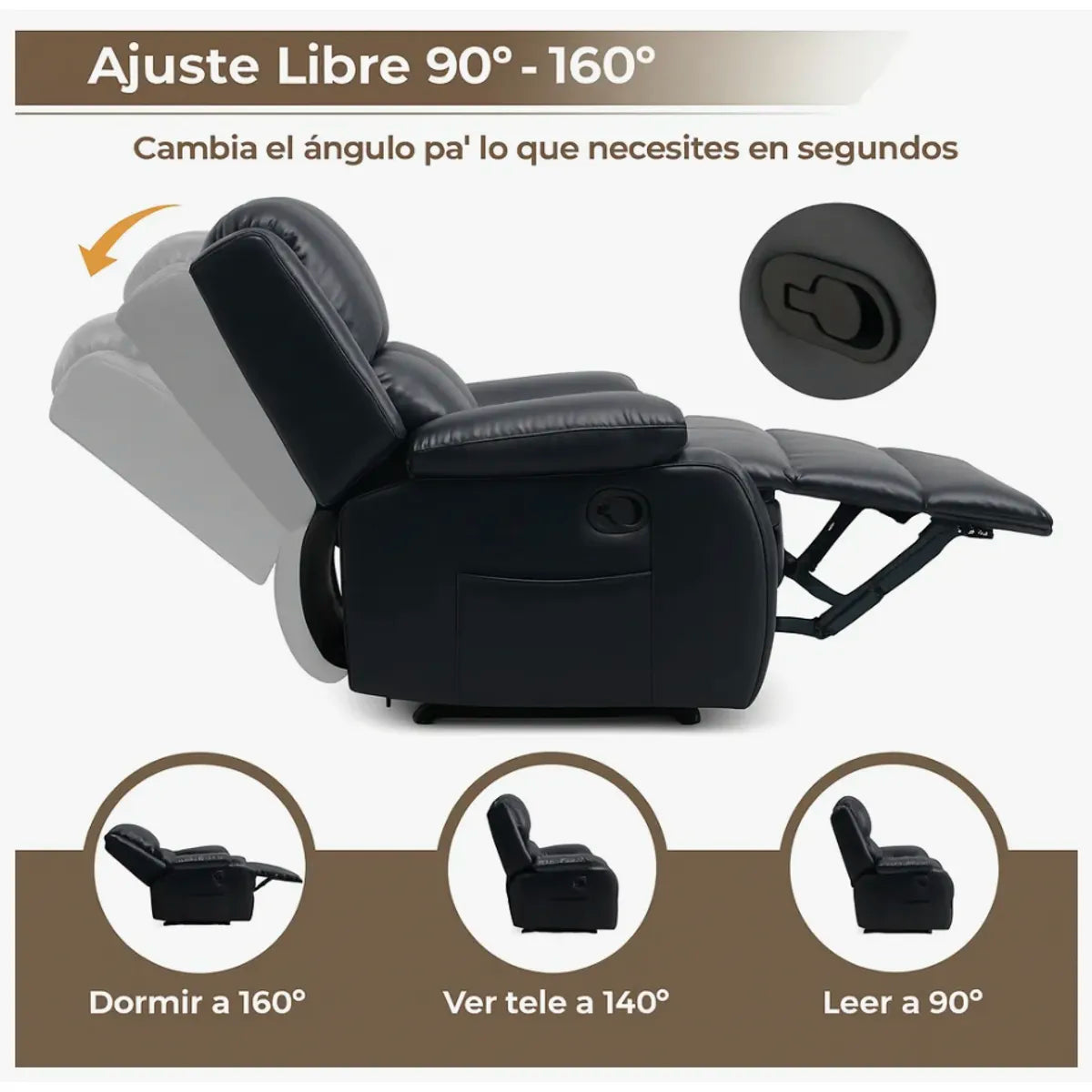 Sillón Cómodo Reclinable Berger Homer Outdoor – Black
