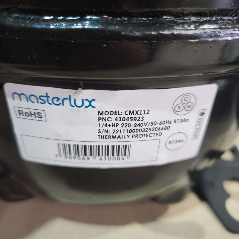Compresor Masterlux 1/4 HP R134A CMX112