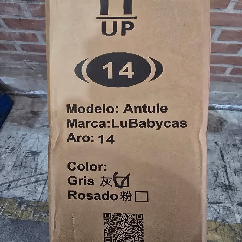 Bicicleta Infantil LubabyCas Antule Aro 14 para Niños de 4 a 7 Años, Gris