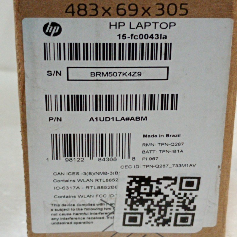 Notebook HP 15-fc0043la 15.6" AMD Ryzen 3 7320U 8GB RAM 512GB SSD