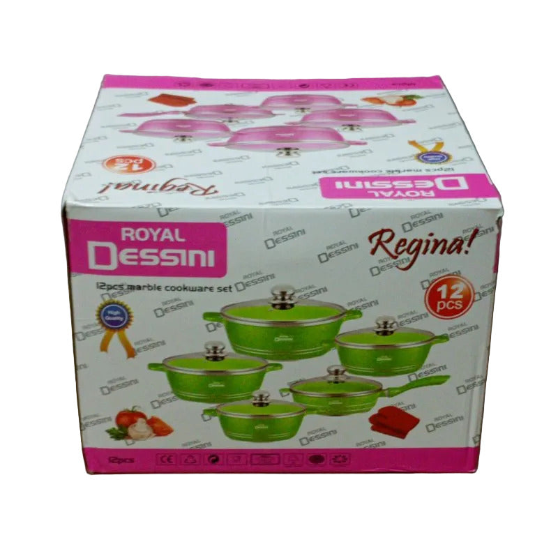 Juego de batería de cocina Royal Dessini Regina Granito Rojo 12 piezas