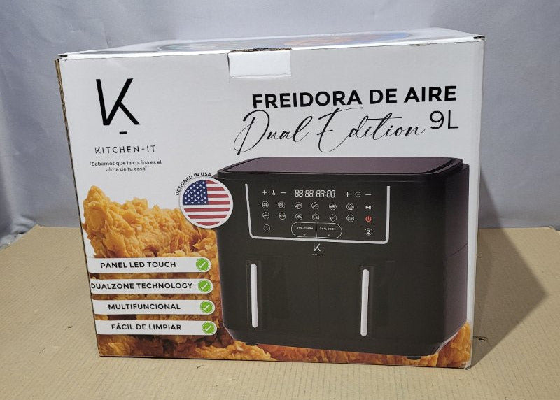Freidora de Aire Kitchen IT Dual Doble Canasta Independiente 9 Litros