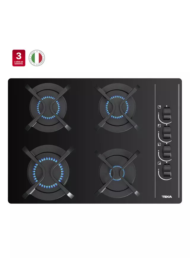 Cocina Encimera Teka GBC 64003 KBB de 4 Platos, Cristal