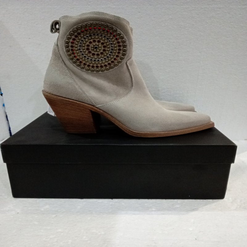 Botines Vélez Alden de Cuero Gamuzado Apliques Talla 40 Mujer