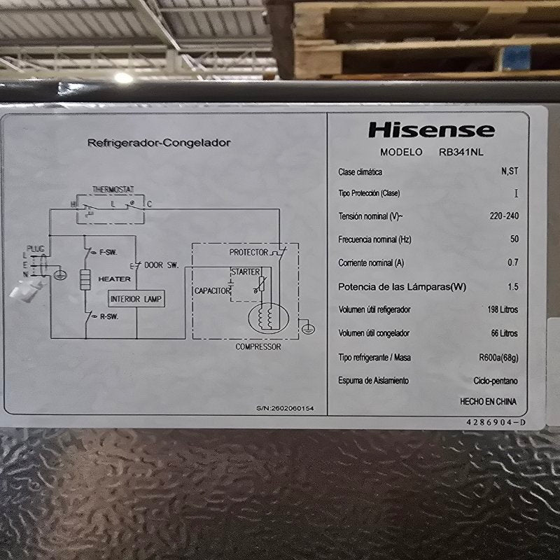 Refrigerador Hisense RB341NL 262 Litros Silver
