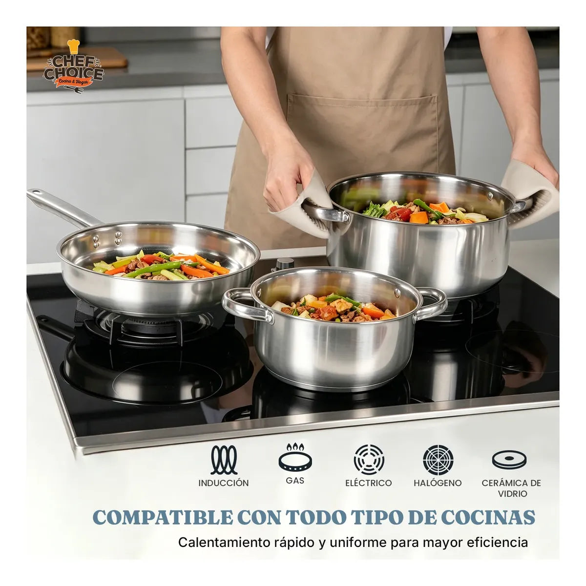 Juego de Batería de Cocina Chef Choice RBCL25112726 Inoxidable 15 Piezas