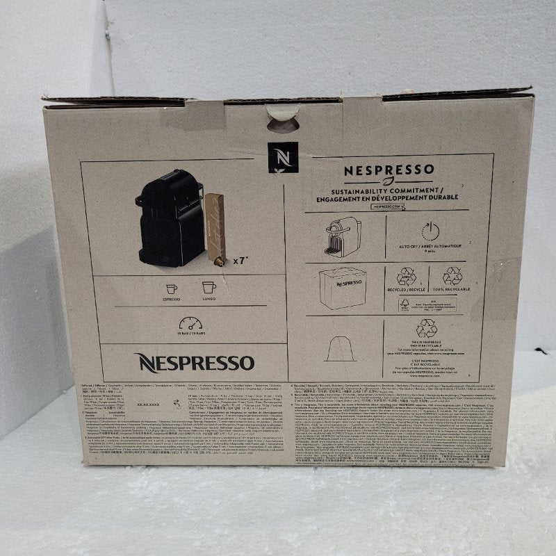 Cafetera Nespresso Inissia + 7 Cápsulas Negra