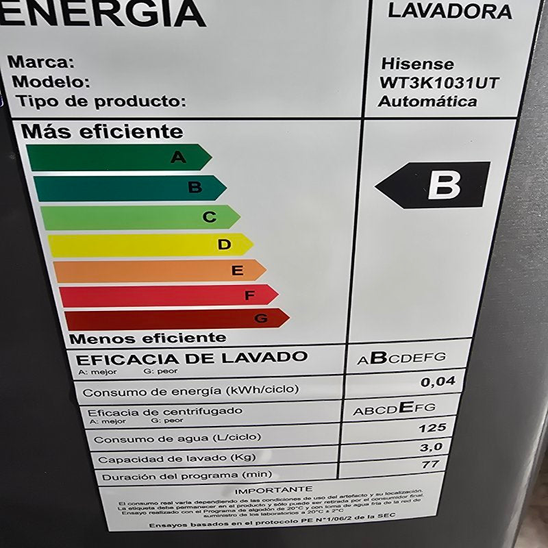 Lavadora Automática Hisense WT3K1031UT 10kg