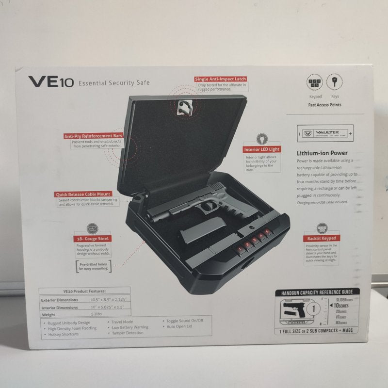 Caja de Seguridad para Armas Cortas Vaultek VE10-BK Covert Black