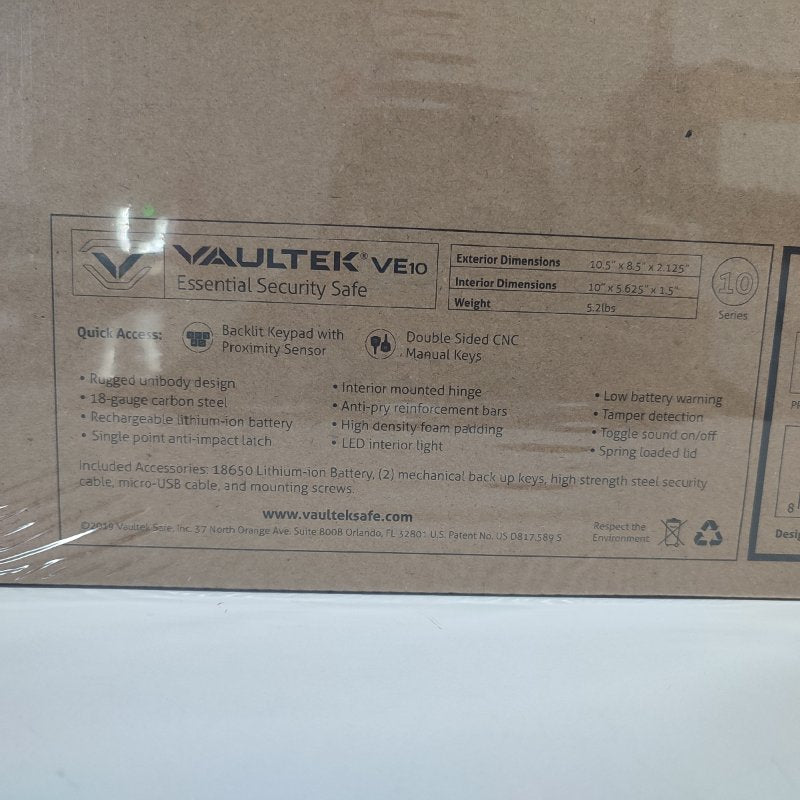 Caja de Seguridad para Armas Cortas Vaultek VE10-BK Covert Black