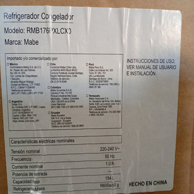 Refrigerador Mabe Onix RMB176PXLCX0 154 Litros