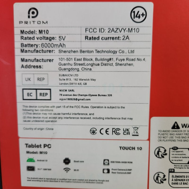 Tablet PC 10.1" Pritom M10 Android 13