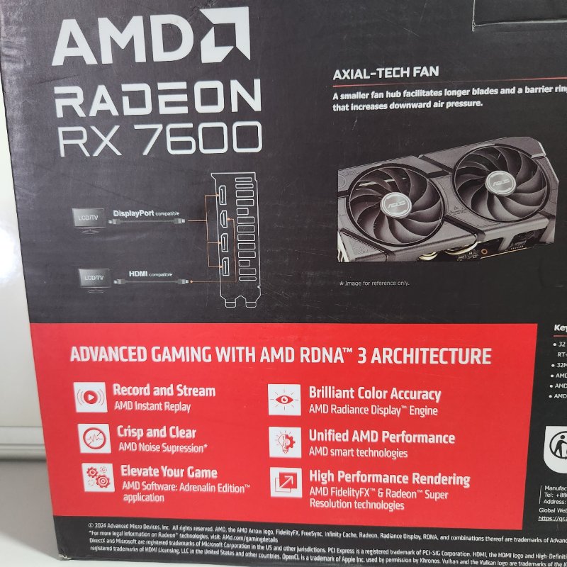Tarjeta de Video AMD Radeon ASUS DUAL RX 7600 8GB
