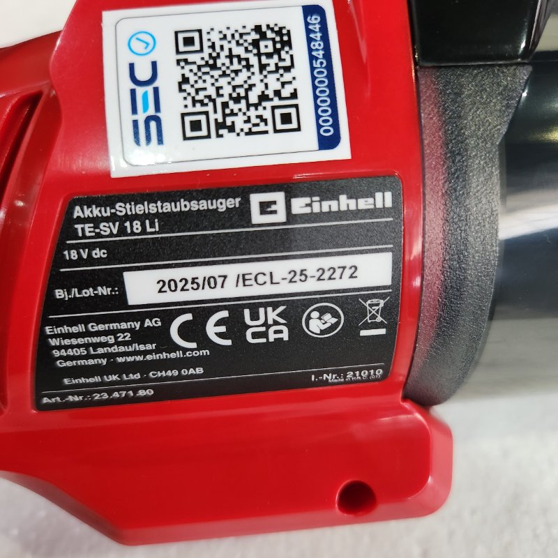 Aspiradora Vertical Einhell TE-SV 18 Li Solo – 18V sin batería